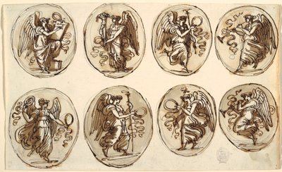 Drawing, Ceiling Design, History, Abundance in Six Ovals, Sala di Ercole ed Ebe, Palazzo Gessi, Faenza, 1813 da Unknown artistUnknown artist