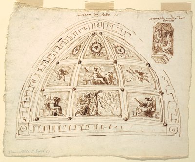 Drawing, Ceiling Vault Decoration, Camera da Letto, Sala di Cornelia di Palazzo Cavina, Faenza, 1816 da Unknown artistUnknown artist