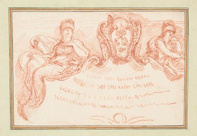 Disegno, particolare del soffitto con due figure sedute e stemma, 1759-70 ca. da Unknown artistUnknown artist