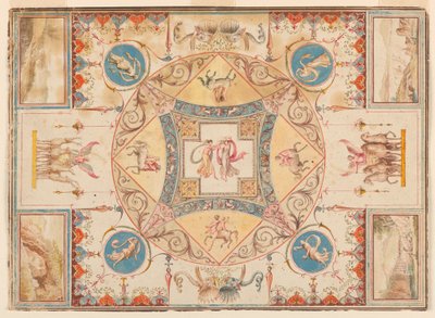 Disegno, soffitto di Villa Adriana con ninfe, centauri, cervi ed elefanti, 1785 ca. da Unknown artistUnknown artist