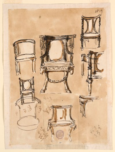 Disegno, Sedie, 1780-1790 da Unknown artistUnknown artist