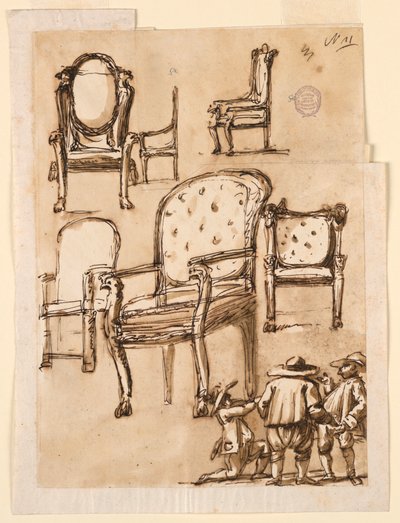 Disegno, Sedie, 1780-1790 da Unknown artistUnknown artist