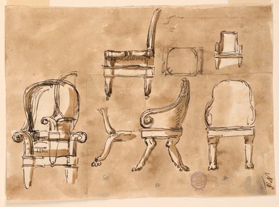 Disegno, Sedie, 1780-90 da Unknown artistUnknown artist