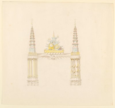 Disegno, Camino, parete ovest della sala della musica, 1820 ca. da Unknown artistUnknown artist