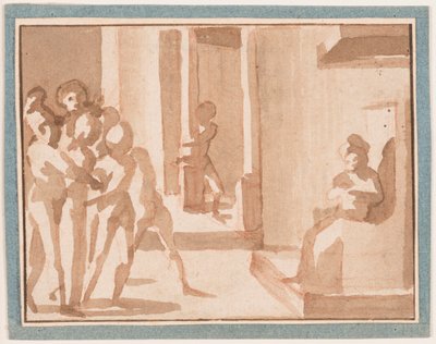 Disegno, Cristo davanti a Caifa, 1550-1600 da Unknown artistUnknown artist