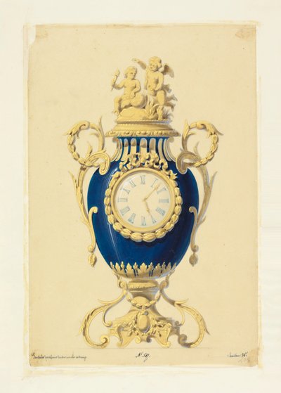 Disegno, orologio incastonato in una porcellana, 1855 ca. da Unknown artistUnknown artist