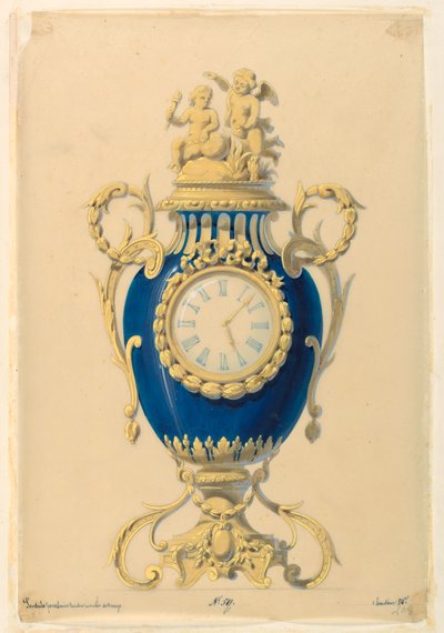 Disegno, orologio incastonato in una porcellana, 1855 ca. da Unknown artistUnknown artist