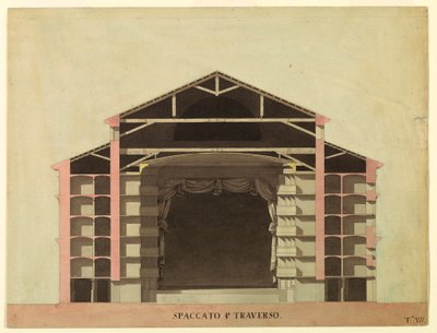 Disegno, Progetto di concorso per La Fenice di Venezia: Sezione trasversale, 1788 da Unknown artistUnknown artist