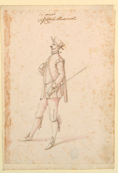 Disegno, Costume di scena: Un capitano per un balletto, 1720 ca. da Unknown artistUnknown artist