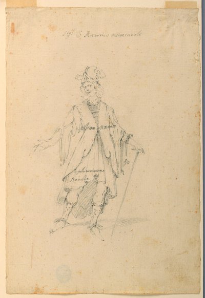 Disegno, Costumista: Uomo in abiti fantastici per un balletto, 1720 ca. da Unknown artistUnknown artist