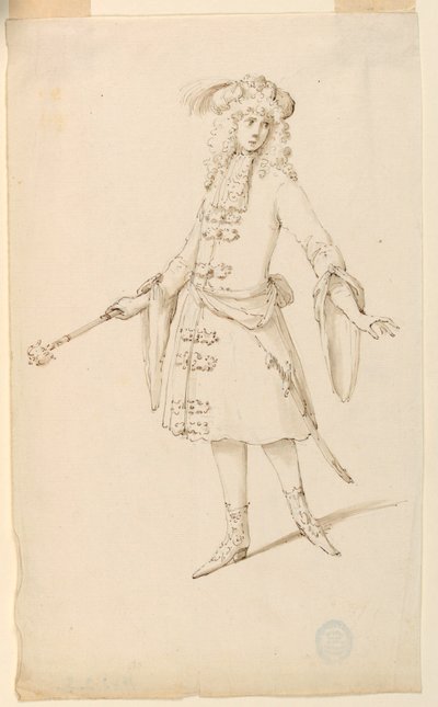 Disegno, Costume di scena: Un nobile, un re o un principe per un balletto, 1720 ca. da Unknown artistUnknown artist