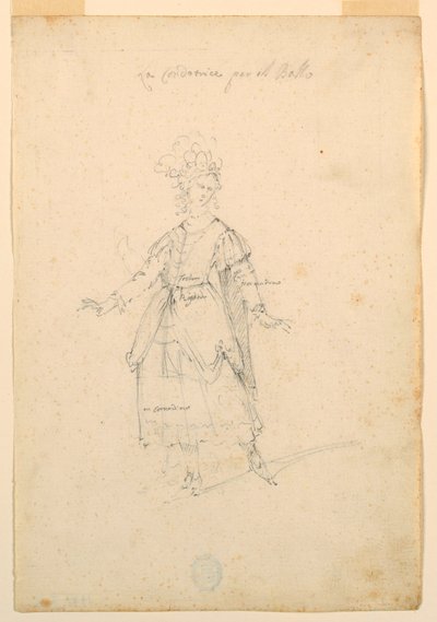 Disegno, Costume di scena: Cantante donna per un balletto, 1720 ca. da Unknown artistUnknown artist