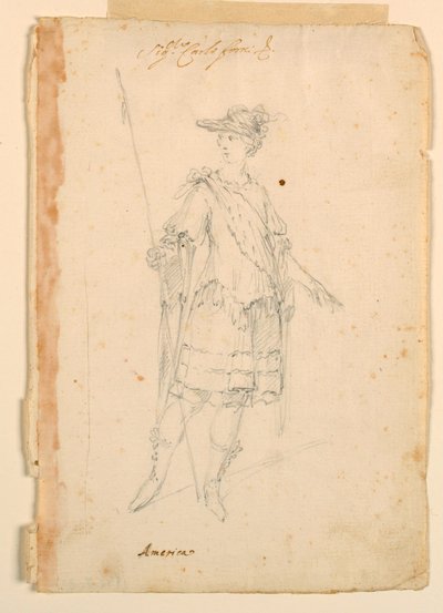 Disegno, Costume di scena: America per un balletto, 1720 ca. da Unknown artistUnknown artist