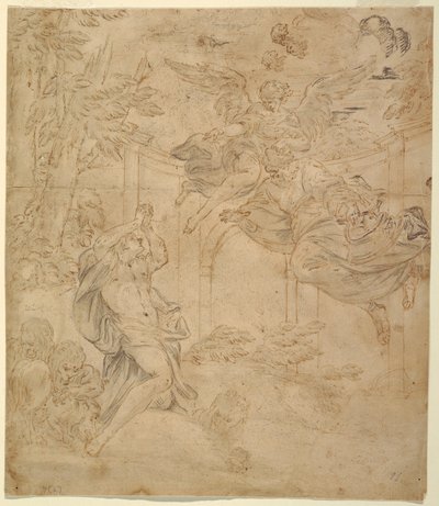 Disegno, Daniele nella tana del leone, 1630-40 ca. da Unknown artistUnknown artist