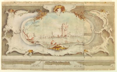 Disegno, cartiglio decorativo con paesaggio, 1770 ca. da Unknown artistUnknown artist