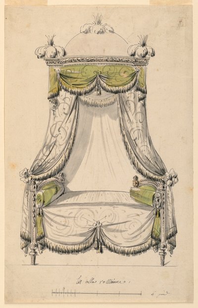 Disegno, Progetto per un letto in stile romano, 1780 da Unknown artistUnknown artist
