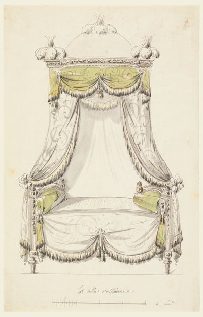 Disegno, Progetto per un letto in stile romano, 1780 da Unknown artistUnknown artist