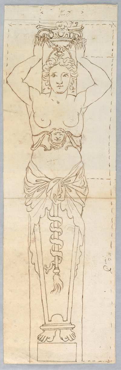 Disegno, Progetto per una cariatide, XVIII secolo da Unknown artistUnknown artist