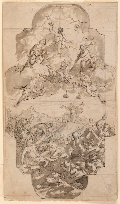 Disegno, progetto per il soffitto di una chiesa, 1700-1750 da Unknown artistUnknown artist