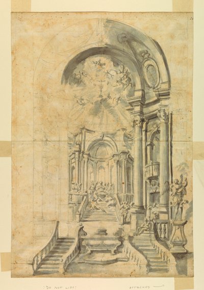 Disegno, Progetto per una chiesa in festa, 1700 ca. da Unknown artistUnknown artist