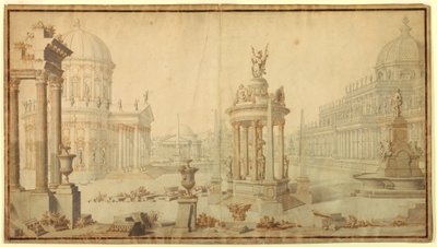 Disegno, scenografia: Fantasia architettonica, inizio XVIII secolo da Unknown artistUnknown artist