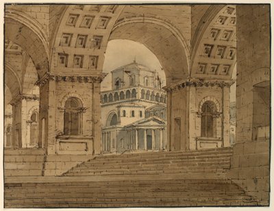 Disegno, scenografia, vista della città dal palazzo, inizio XIX secolo da Unknown artistUnknown artist