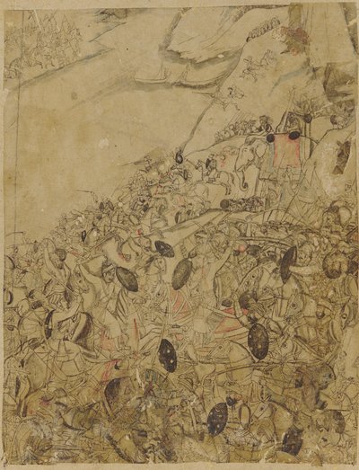 Una battaglia sulle rive di un fiume da Unknown artist