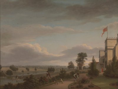 Una casa di campagna in un paesaggio fluviale, precedentemente identificata come Oatlands da Unknown artist