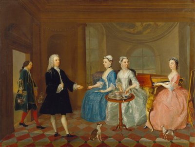 Una famiglia servita con tè, possibilmente la famiglia Carter da Unknown artist