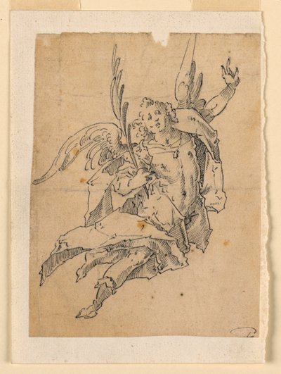 Un angelo volante che porta un ramo di palma da Unknown artist