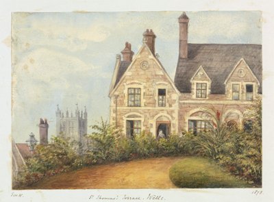 Una casa con donna sulla soglia da Unknown artist
