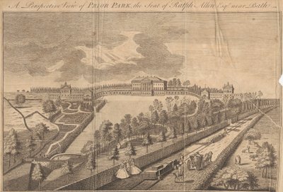 Vista prospettica di Prior Park, la residenza di Ralph Allen Esq. vicino a Bath da Unknown artist
