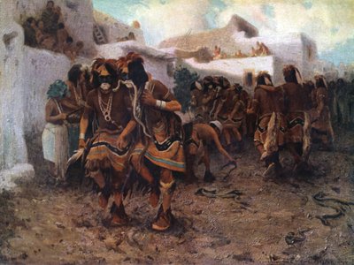 Una preghiera per la pioggia, da "American Indians: First Families of the Southwest" di J.F. Huckel 1920 (stampa) da Unknown artist
