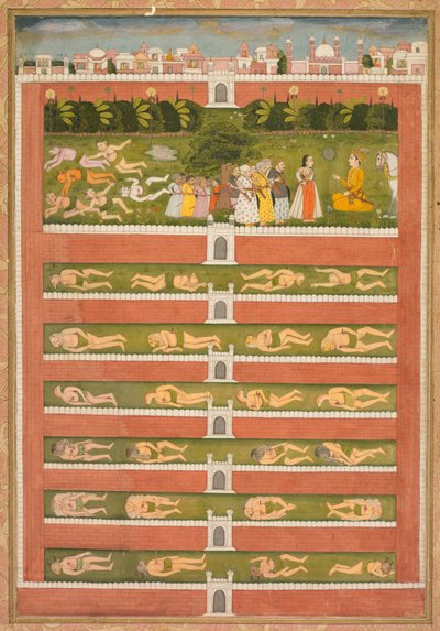 Una principessa e demoni davanti a un nobile: Una foglia da un romanzo poetico relativo a Shah Alam I (recto) da Unknown artist