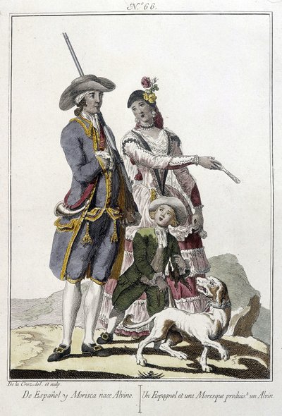 Uno spagnolo e un moro danno alla luce un alvino - incisione da Unknown artist