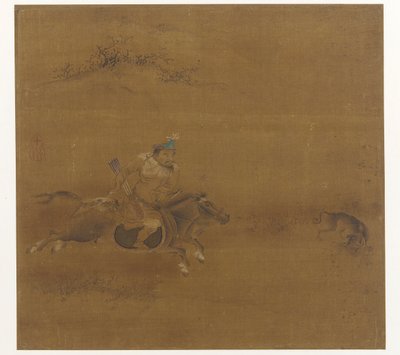 Un cavaliere tartaro che insegue una lepre da Unknown artist