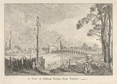 Una Vista del Ponte di Fulham da Putney da Unknown artist