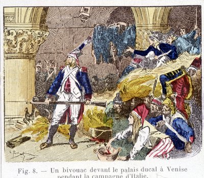 Un bivacco davanti al palazzo ducale a Venezia durante la campagna italiana da Unknown artist