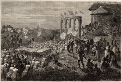 Un corteo nuziale a Tete (Mozambico). Incisione per illustrare i primi viaggi del Dr. Livingstone nell