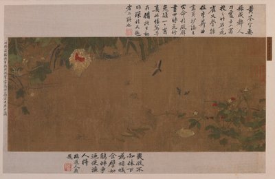 Un giardino: fiori, cavallette combattenti, formiche e altri insetti da Unknown artist