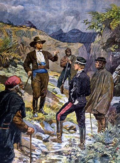 Un gendarme preso di mira da un brigante della Sardegna. 1899. da Unknown artist