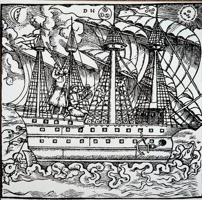 Navigatore su una caravella portoghese che usa un astrolabio da Unknown artist