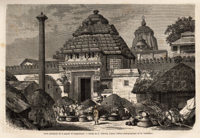 Una passeggiata popolare davanti alla porta principale della Pagoda Djaghernaut (costruita intorno al 1200), una città santa e luogo di pellegrinaggio nel sud del Bengala. Incisione per illustrare il viaggio nelle province meridionali dell