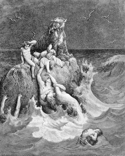 Una scena del diluvio, Genesi da Unknown artist