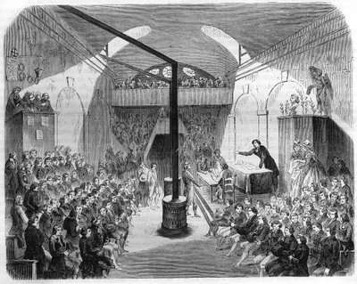 Una sessione al club dei Giacobini, durante la Rivoluzione del 1789. Incisione del 1844 da Unknown artist