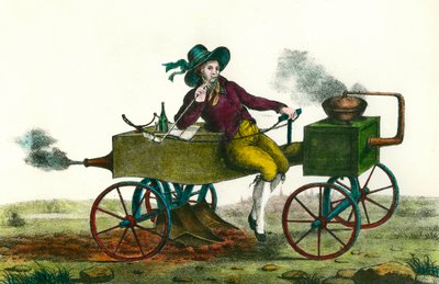 Agricoltura: scena di aratura con una macchina a vapore nel 1834. Incisione anonima del 1834. Collezione privata da Unknown artist
