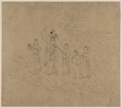 Album di temi daoisti e buddisti: Processione di divinità daoiste: Foglia 10 da Unknown artist