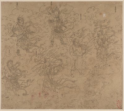 Album di Temi Taoisti e Buddhisti: Processione di Divinità Taoiste: Foglia 19 da Unknown artist