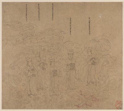 Album di Temi Taoisti e Buddhisti: Processione di Divinità Taoiste: Foglia 22 da Unknown artist
