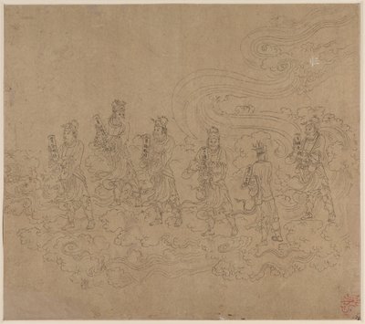 Album di Temi Taoisti e Buddhisti: Processione di Divinità Taoiste: Foglia 23 da Unknown artist